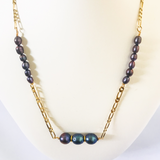 Thea - Triple Tahitian Pearl Necklace blending with freshwater pearls