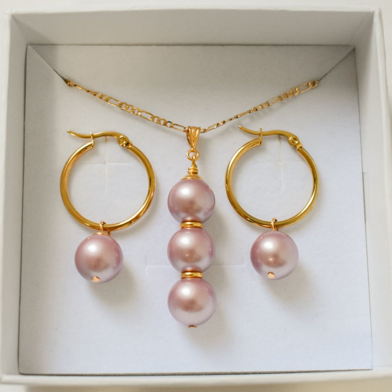 NORA SETS - MULTICOLOUR VARIETY - Triple Swarovski Premium Pearl Sets - 14k Goldfilled