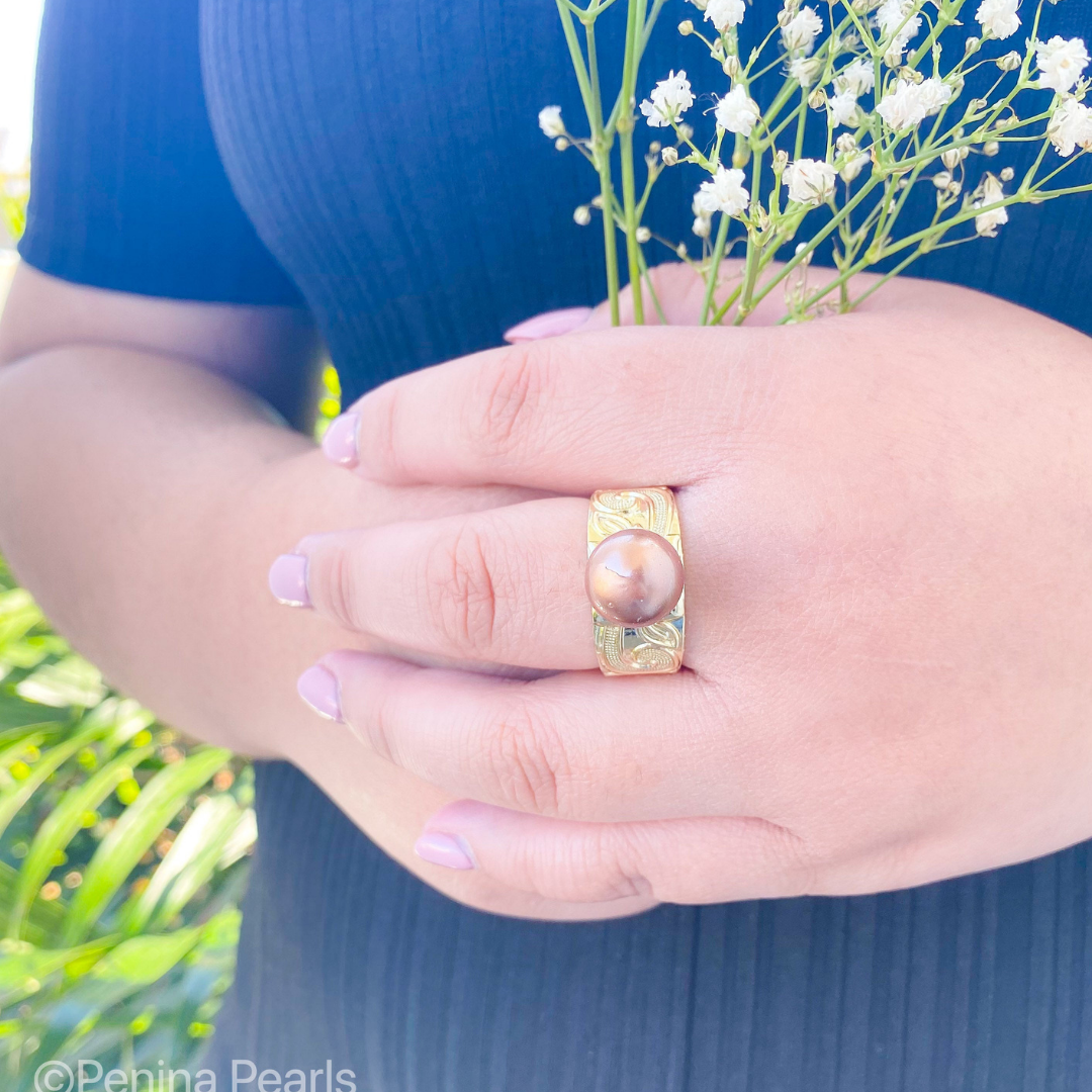 ROSA RINGS - MULTICOLOUR VARIETY - Hawaiian Engraving Premium Shell Pearl Ring