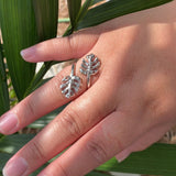 DUO MONSTERA LEAF RING - ADJUSTABLE - Multicolour Variety
