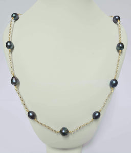Multiple Natural  Pearl Necklace with 9k real gold chain