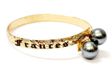 Personalised Name on Duo Pearl Gold-filled Bangle